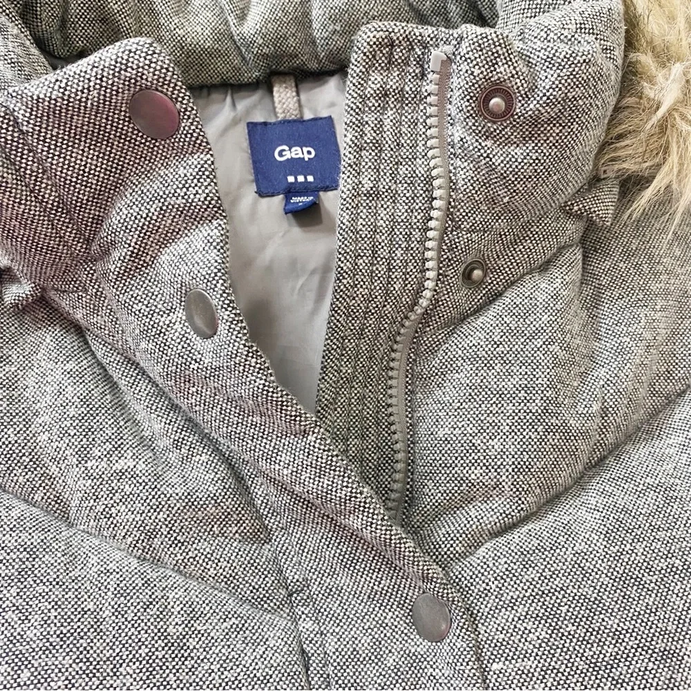 Gap cute vest pretty cardigan fitted puffer faux fur hoodie gray warm winter L - Picture 8 of 11